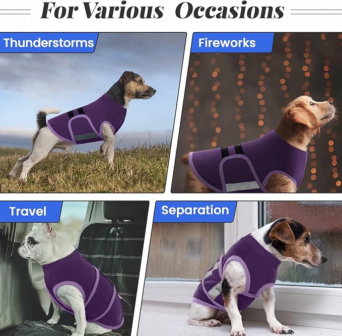 MIGOHI Dog Anxiety Relief Coat,Comfort Anxiety Vest for Dogs,Adjustable Dog Anxiety Calming Wrap for Fireworks,Thunderstorms,Travel, Separation, Anxiety Jacket for Large Dogs, XL,Purple
