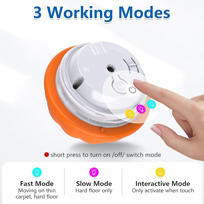 Interactive Dog Toys, Automatic Rolling Ball for Puppy/Small Dogs, Squeak Dog Toy, Touch Activated, USB Rechargeable