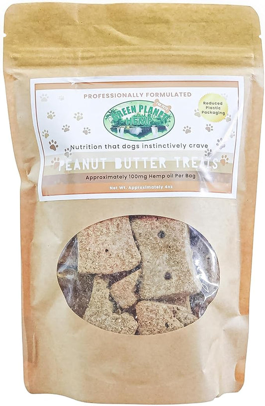 Dog Treats | Peanut Butter 100mg of Hemp Per Bag | 100% Natural and Non GMO | Offers Your Pet Hip, Joint, and Muscle Support | Aids with Anxiety,Stress, and Pain