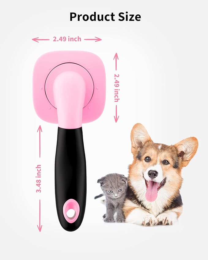 Glendan Dog & Cat Grooming Brush - Slicker Shedding Tools (Pink)
