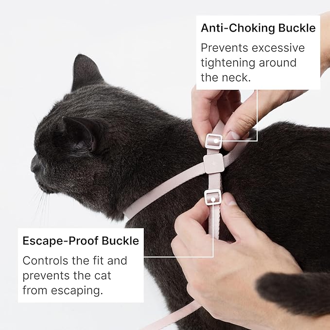 Cat Harness and Leash Set, Escape Proof Cat Harness Lightweight Leash with Padded Handle Adjustable Leash Harness for Kitten>4lbs Small Large Cats Walking Training (Midnight Black, M)