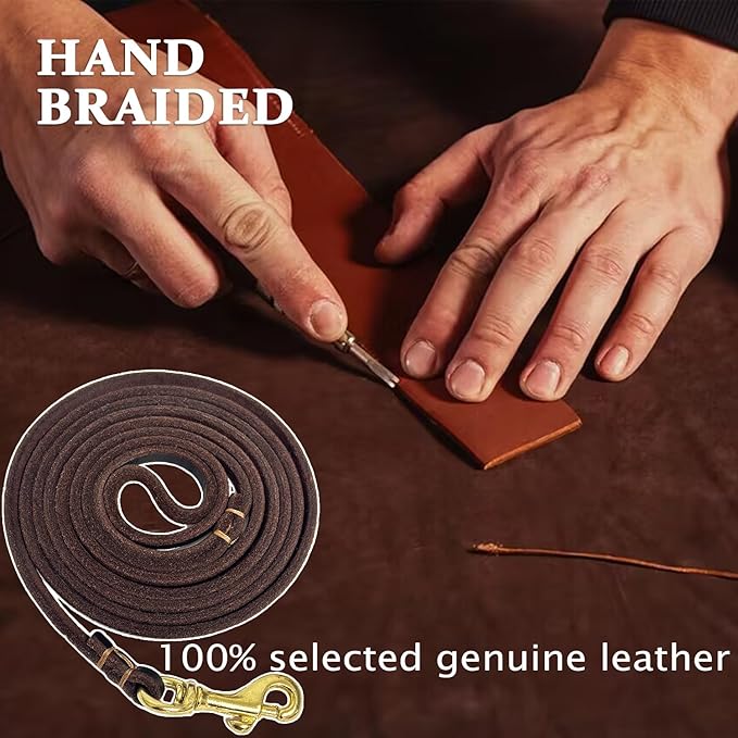 Guiding Star Leather Dog Leash 6 ft x 1/4 inch,Thin and Lightweight Leather Leashes for Small Dogs,Leather Cat Leashes for Small Cats,Soft Genuine Leather Dog Training Leashes for Petite Dogs Brown