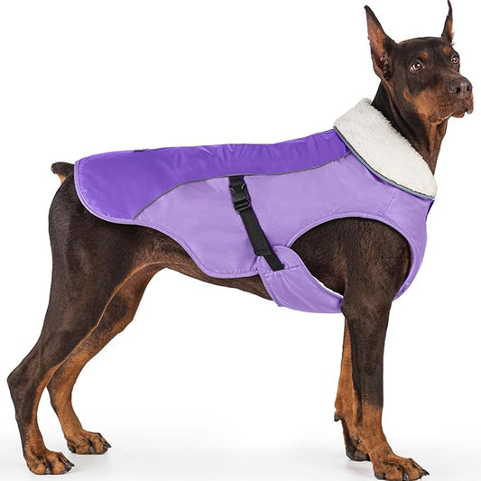 EMUST Dog Winter Coat, Thick Windproof Dog Jacket Winter, Pet Dogs Winter Vest for Small/Medium/Large Dog,New Purple, XXL