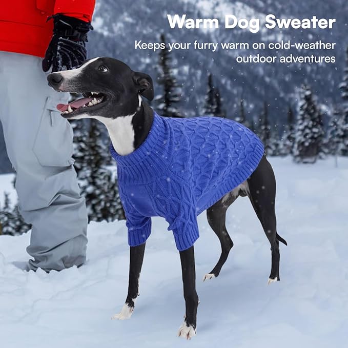 Queenmore Knitted XS Dog Sweater,Turtleneck Pullover Small Dog Sweater,Soft DogSweaters for Small Dogs Male Female, Pet Sweaters for Dogs,Thick Warm Pet Clothes for Teacup,Chihuahua(Royal Blue,XS)