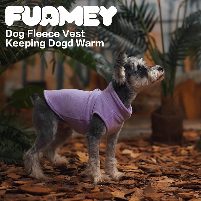 FUAMEY Dog Fleece Vest for Medium Dogs,Warm Stretchy Dog Sweatshirts Pullover with Leash Hole Dogs Sweater Soft Pet Turtleneck Cozy Pet Vest Lightweight Sleeveless Purple M