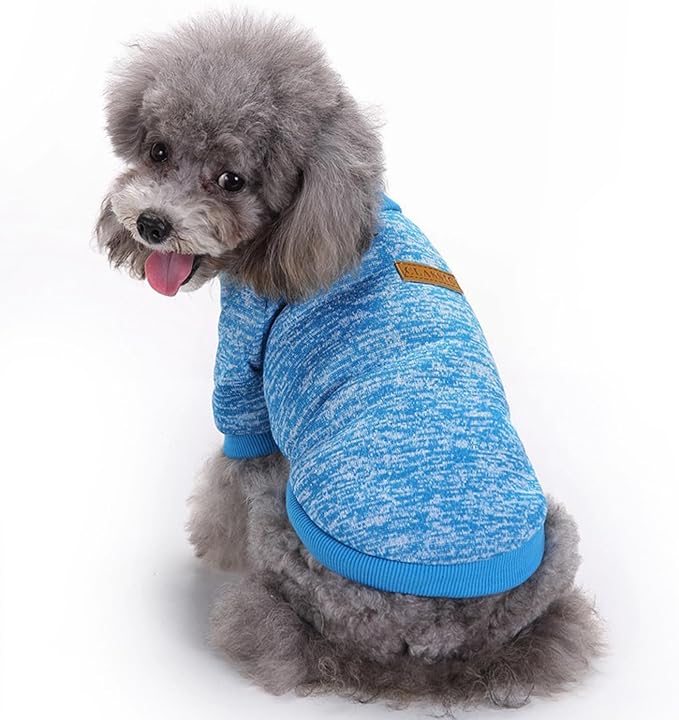 2 Pieces Pet Dog Classic Knitwear Sweater, Fleece Coat for Small,Medium Dogs,Warm Pet Dog Cat Clothes,Soft Puppy Customes for Chihuahua Yorkshire Tzu (Blue Dark Navy,M)