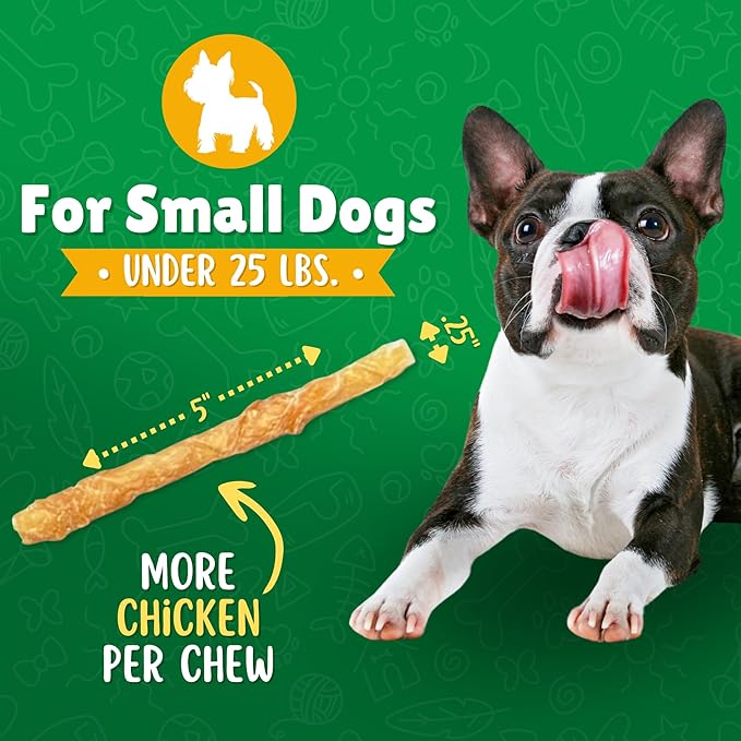 Chicken Wrapped Rawhide Dog Treats – 20ct. Rawhide Chew Sticks – Long Lasting Chews for Small Dogs Made in The USA with Natural Chicken and Beef Hide