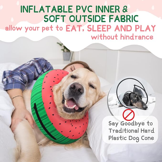 Supet Inflatable Dog Cone Collar Alternative After Surgery, Dog Neck Donut Collar Recovery E Collar for Neuter, Soft Pet Cone for Small Medium Large Dogs