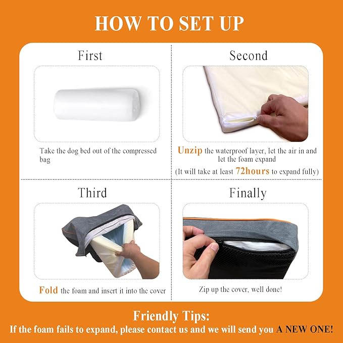 Dog Orthopedic and Crate Beds, Made of Memory and High Resilience Foram, Two-Sided Use, Providing Soft and Relatively Hard Support, with an Extra Inner Waterproof Protector (Gray, Small)