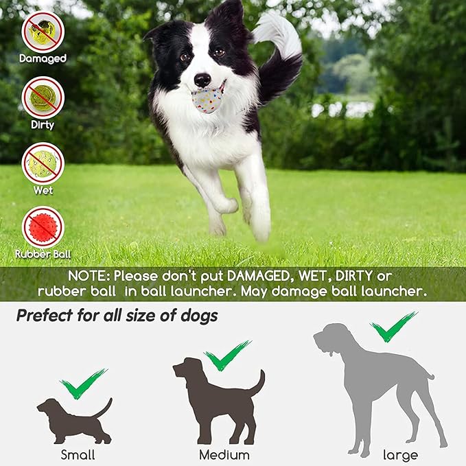 SOCO Automatic Ball Launcher for Dogs Large- 3 Distance Settings (40/60/80FT) w/Remote Control | 2.5" ETPU Tennis Balls | Indoor/Outdoor Dog Toy | 6 Balls & Quick Charge Included