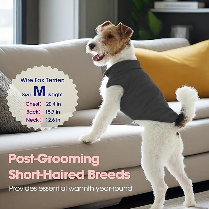 FUAMEY Dog Fleece Vest for Small Dogs,Warm Stretchy Dog Sweatshirts Pullover with Leash Hole Dogs Sweater Soft Pet Turtleneck Cozy Pet Vest Lightweight Sleeveless Grey XXS