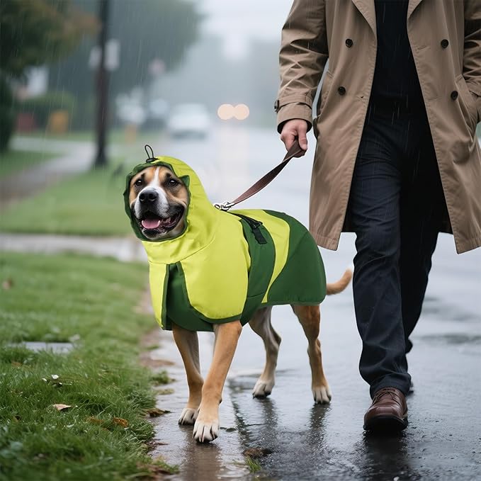 BRKURLEG Dog Raincoat for Small Medium and Large Dogs Waterproof Dog Rain Jacket Adjustable Hooded Dogs Raincoat Pet Rain Coat Poncho with Leash Hole, Reflective Strip, Green, XL