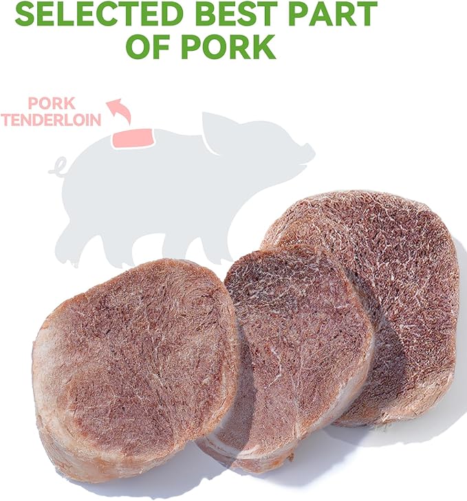 OPET Freeze Dried Cat Treats, Single Ingredient Grain Free High Protein Pet Food for Cats and Dogs, Healthy Training Snacks Sliced Fillets (Pork, 1.48 Ounce)