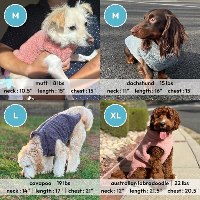 Gooby Sherpa Vest Dog Sweater - Mauve Pink, Medium - Warm Fuzzy Fleece Step in Dog Jacket Without Ring Leash - Sweaters for Small and Medium Dog for Everyday Use