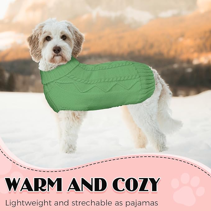 Dog Sweaters for Small Medium Large Dogs Girl, Soft Warm Turtleneck Pup Dogs Shirt, Double Knitting Collar for Outdoor Playing, Warm Dog Clothes (2XL,Green)