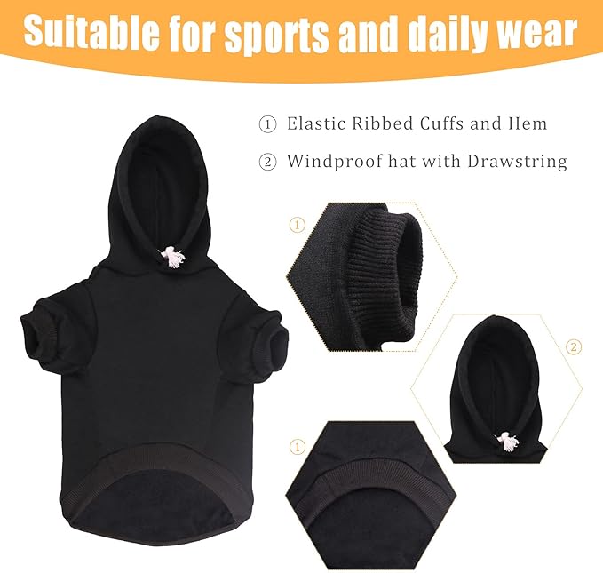 Dog Hoodie Security Dog Sweater Soft Brushed Fleece Clothes Hoodie Sweatshirt with Pocket for Small Medium Large Dogs (Small)