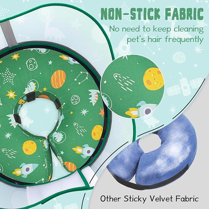 Elevated Inflatable Dog Cone Collar to Stop Licking, Dog Donut Collar After Surgery, Soft Dog Cone Alternative for Small Medium Large Dogs