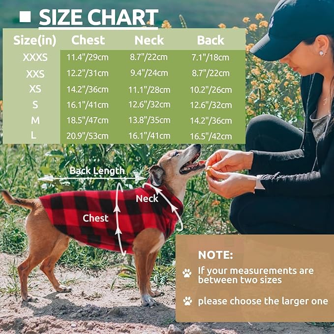 KAMA BRIDAL Spring Autumn Winter Coat Pullover Fleece Vest for Cats Small and Medium Dogs Thin Sweater Red & Black Plaid (Red, XS)