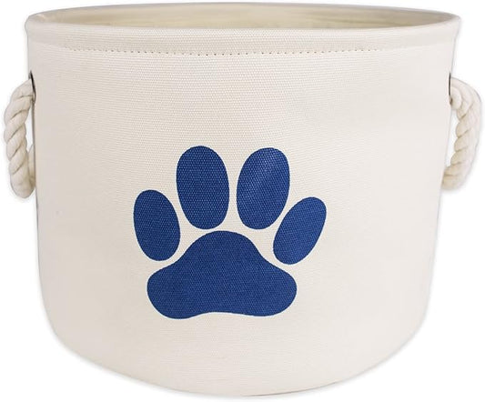 Bone Dry Pet Storage Collection Collapsible Bin, Medium Round, Off-White