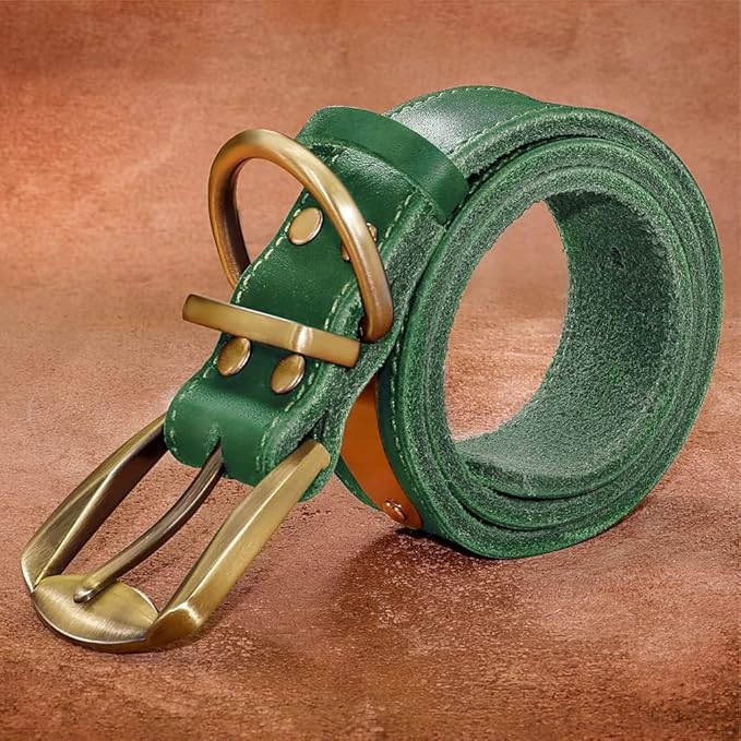 Didog Genuine Leather Dog Collars with Engraved Nameplate, Personalized Soft Leather Dog Collar with Custom ID Tag, Brown/Green/Red for Medium Large Dogs (XXL,Green)