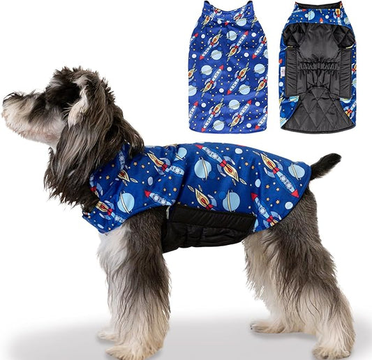 CuteBone Winter Dog Jacket - Reversible, Windproof, Soft & Thick Cold Weather Coats for Small to Large Dogs with Leash Hole