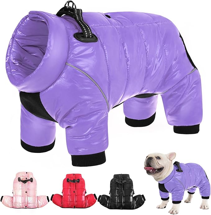 AOFITEE Dog Coat, Waterproof Dogs Jacket for Winter, Warm Fullbody Small Dog Snowsuit, Winter Coat for Small Dogs, Zip Up Pet Puffer Jacket Fleece Vest, Outdoor Reflective Pet Snow Jackets, XXL