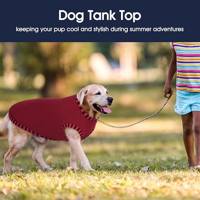 IECOii 2 Pack Summer Dog Shirt | Stretchy Fade-Resistant Fabric, Machine Washable Convenient,Home & Outdoor Clothes Fit for Medium Breeds, Coffee+DarkRed, XL
