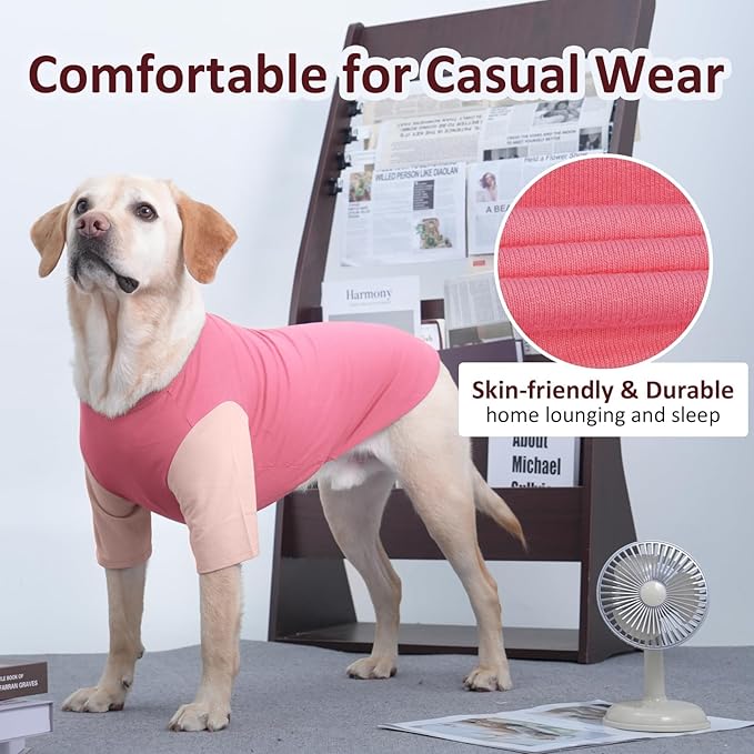 2 Pack Dog Shirt for Medium Dogs - Soft Breathable Summer Cool Tee, Lightweight Comfortable Clothes for Sensitive Skin Jack Russell, Shihtzu, Indoor Lounging, Walking, Park Play, Beach, Pink