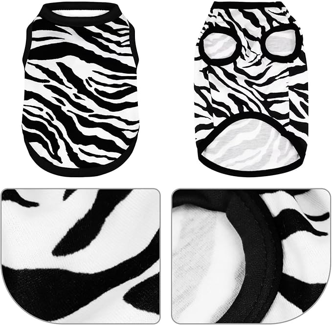 Adorable Zebra Print Dog Shirts – Lightweight, Cozy Outfit for Small to Medium Dogs, Soft & Snuggly Pet Wear for Everyday Comfort and Cuteness.Black M