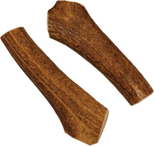 Large Whole Twin Pack (for 35-65 lb Dogs) Premium Grade Elk Antlers for Dogs (2 Pieces) Sourced in The USA