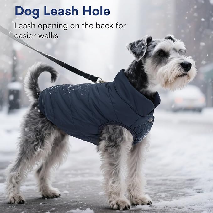 ASENKU Dog Winter Coat - Waterproof Windproof Dog Jacket, Warm Snowproof Doggie Puffer Vest for Cold Weather, Lightweight Snow Coats for Small Medium Large Dogs (S, Blue)