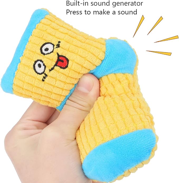 Squeaky Dog Toy, Plush, Blue - Funny Dog Chew Toys for Small Medium Dogs, Good for Dental Health