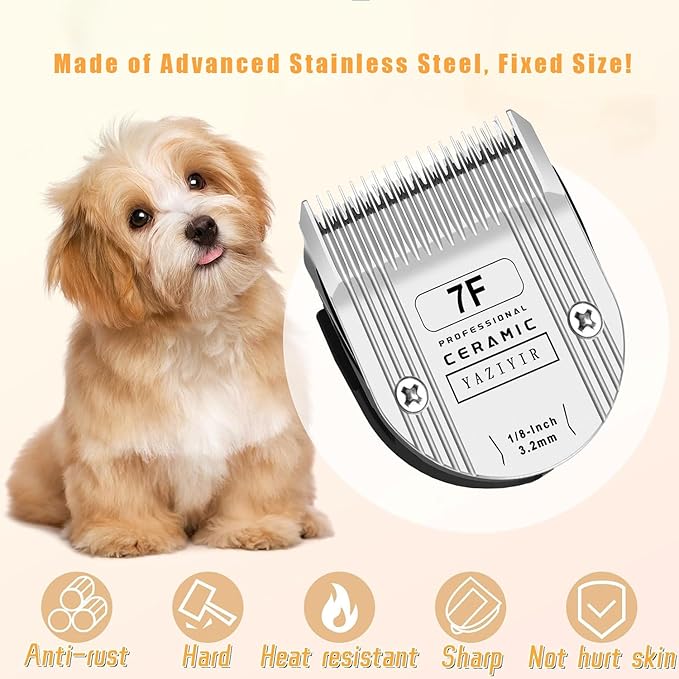 7F Dog Grooming Detachable Ceramic Blade,Compatible with WAHL 5 in 1 Blade for Wahl Arco, Bravura, Chromado, Creativa, Figura, and Motion Clippers. Cut Length 1/8-Inch 1.5mm