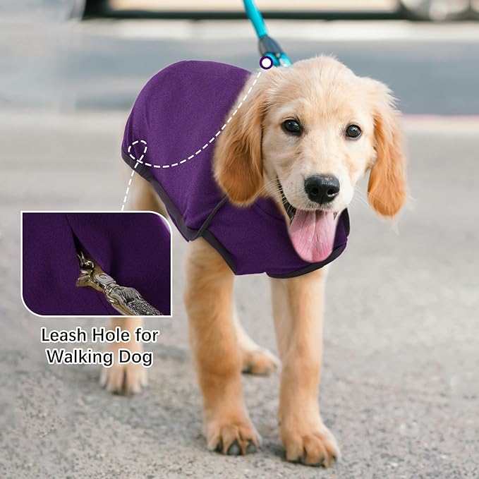 ROZKITCH Dog Pajamas for Small Dogs, Pet Windproof Warm Cold Weather Jacket Vest Cozy Jumpsuit Apparel Outfit Clothes for Walking Hiking Travel Sleep Purple XS