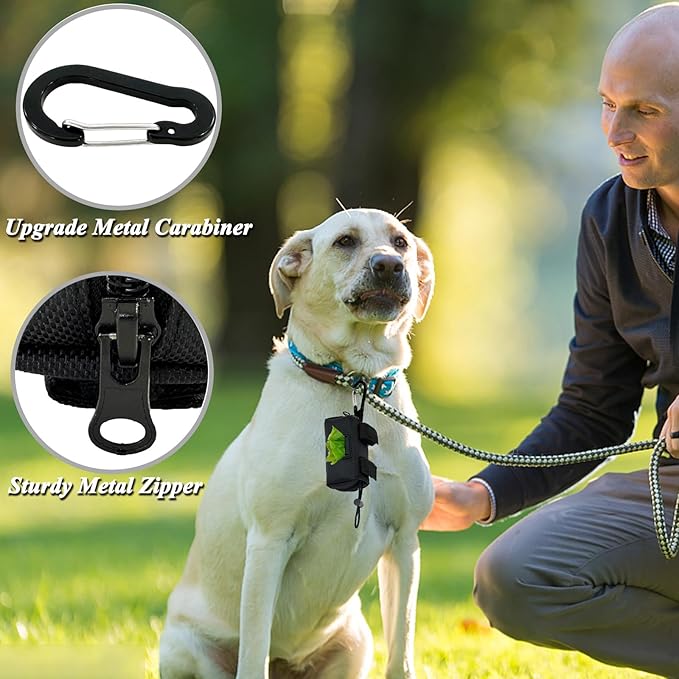 Dog Poop Bag Holder for Leash, 2 in 1 Dog Waste Bag Dispenser & Holder, Plus 15 Poop Bags