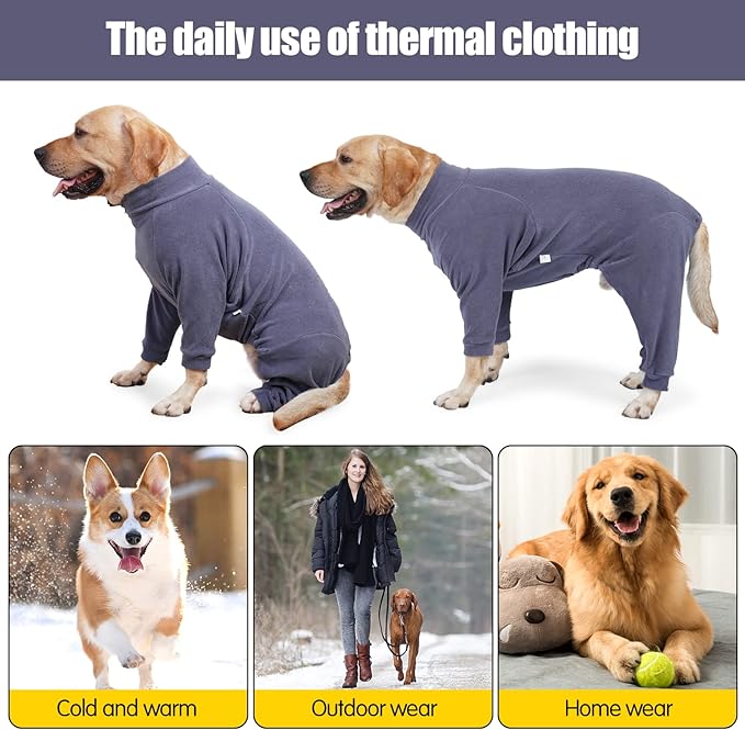 Dog Winter Coat,Warm Jacket,Puppy Polar Fleece High Collar Full Body Snowsuit,Comfort Windproof Dog Sweater(Grey,XXXL)