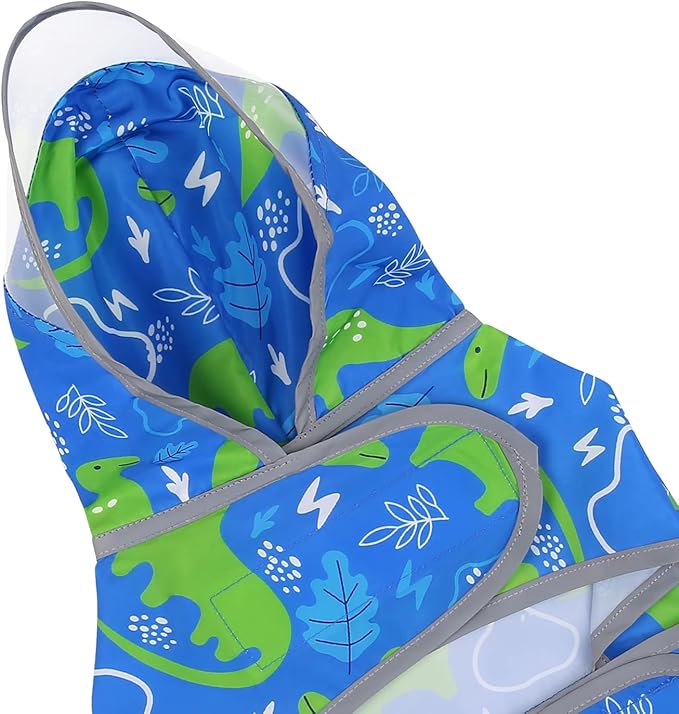 HDE Dog Raincoat with Clear Hood Rain Jacket Poncho for Small Medium Large Dogs Dinosaurs - M
