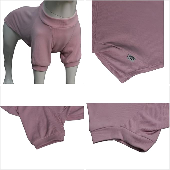 Lovelonglong Ribbed Dog T-Shirt Cotton Knitted Dog Sweaters for All Season Pet T-Shirts for Large Medium Small Dogs Light Pink XL