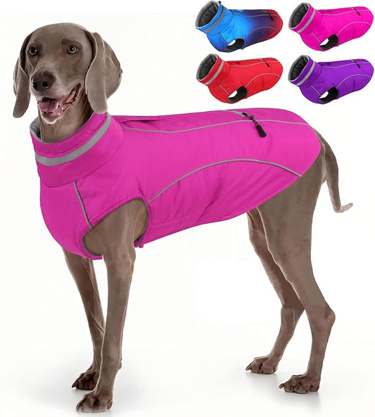Doglay Dog Winter Coat, Waterproof Dog Jacket with Pocket, Reflective Turtleneck Pet Winter Jackets, Warm Puppy Snow Jacket for Small Medium Large Dogs