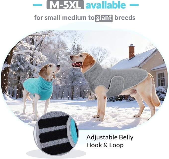 ROZKITCH Reversible Dog Sherpa Jacket Super Warm Fleece Sherpa Sweater with Embroidery, Adjustable Double-Sided Plush Sweatshirt for Small Breeds Bluegreen M