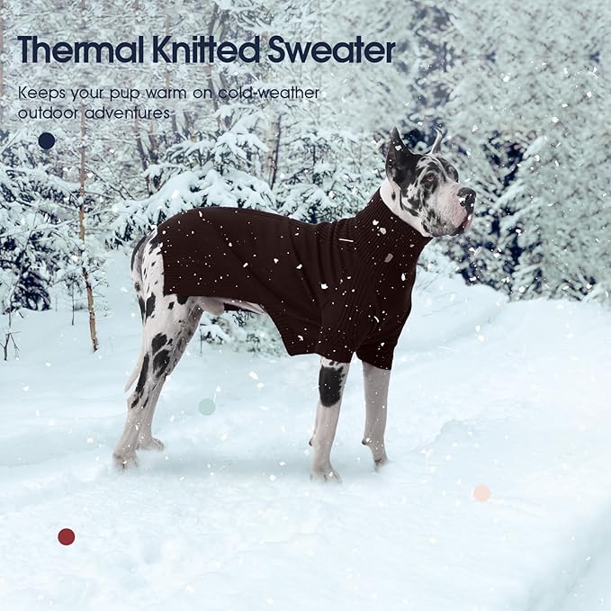 IECOii XXXL Dog Sweater,Warm Dog Sweaters for Extra Large Dogs Girl Boy,Stretchy & Cozy,Turtleneck Knitted Pullover for Pet Wear On Holiday,Easy On Doggy Sweatshirt for Labrador (Brown,XXXL)