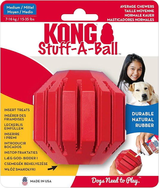 KONG Stuff-A-Ball - Durable Chew Toy for Dogs - Natural Rubber Dog Toy for Dental Health - Pet Toy for Chewing & Teeth Cleaning - Stuffable Toy for Dog Treats & Snacks - for Large Dogs