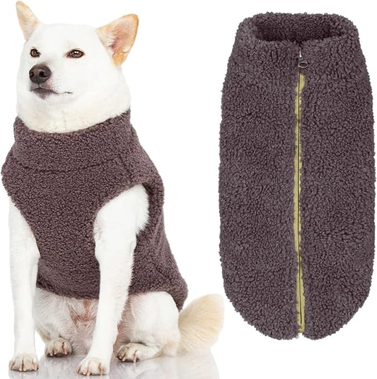 Gooby Sherpa Vest Dog Sweater - Warm Gray, 3X-Large - Warm Fuzzy Fleece Step in Dog Jacket Without Ring Leash for Small to Medium Dogs