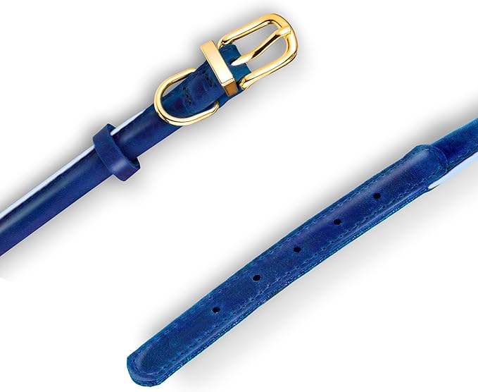 OOPSDOGGY Reflective Rolled Leather Dog Collar Adjustable Soft Padded Pet Collar for Small Medium Large Breed Dogs (Blue, XXL, 20"-24")