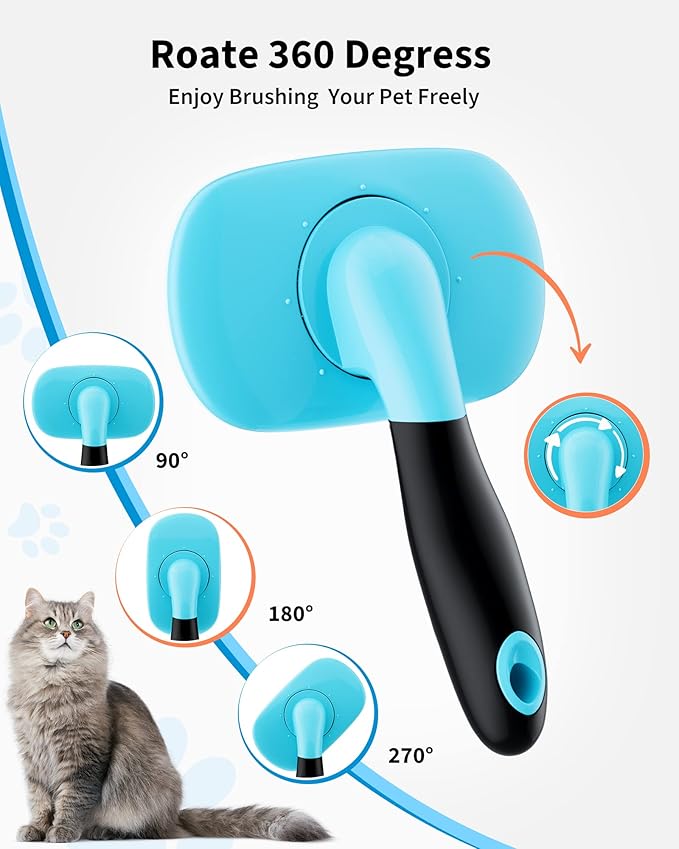 Glendan Dog Brush & Cat Brush- Slicker Pet Grooming Brush- Shedding Grooming Tools(Blue)
