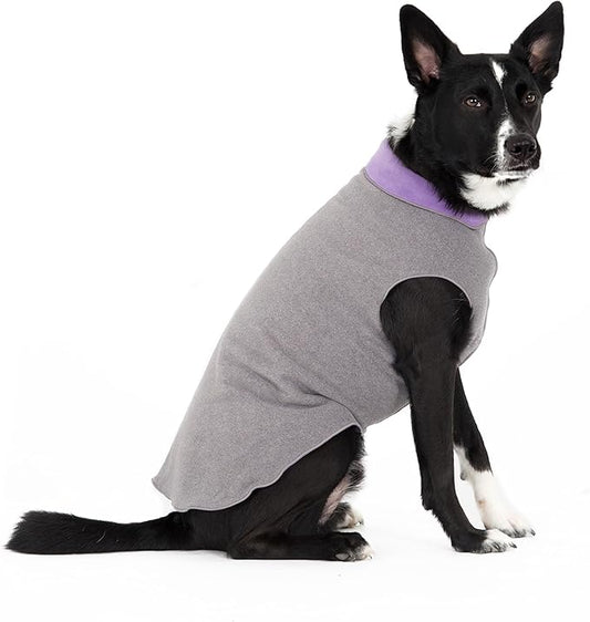 Goldpaw Duluth Double Fleece Dog Sweater Vest for Small Dogs - Soft, Stretchy Dog Fleece - Warm Pet Jacket for Fall and Winter - Premium Pet Outerwear - Machine Washable - Charcoal/Lavender - Size 8