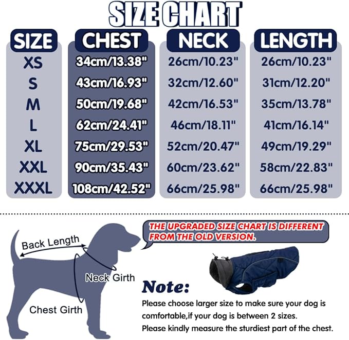 EMUST Dog Coats Winter, Thick Clothes for Medium Dogs Boy with Harness Hole, for Cold Weather, Dark Blue, M