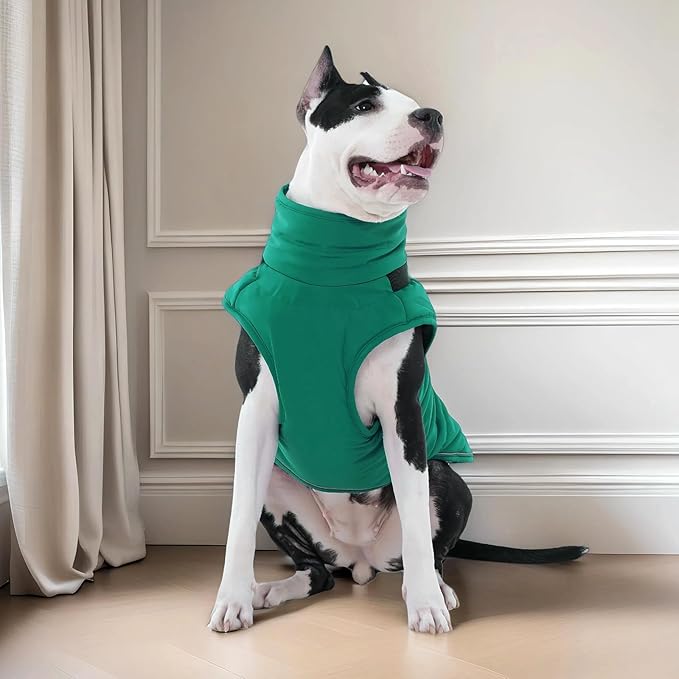 Kuoser Dog Jacket, Coat for Large Dogs with Harness Built-in, Thick Vest with Leash Hole, Cold Weather Snow Jacket for Labrador Beagle, Green XL