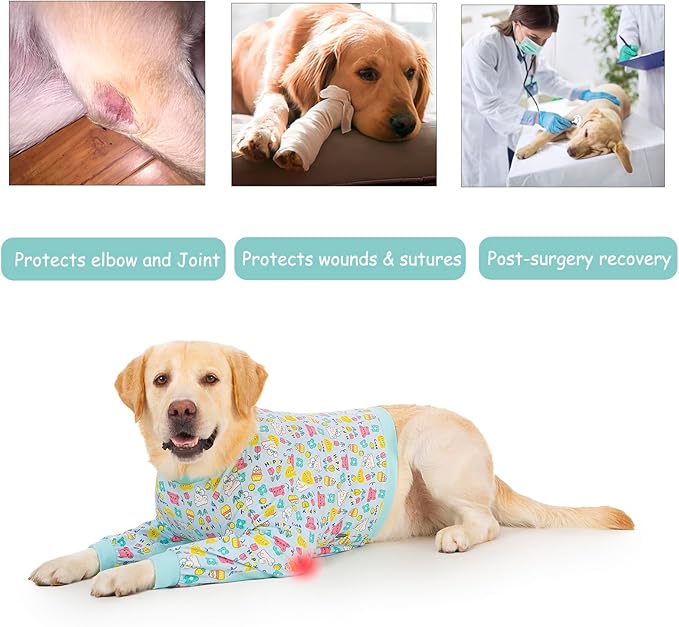 Dog Recovery Shirt for Front Legs, Dog Elbowpads Sleeve Protect Dogs Elbows Arms,Stop Licking Joints After Surgery, Help with Injury Healing Covers The Wound, Cone Alternatives (Blue, 5XL)