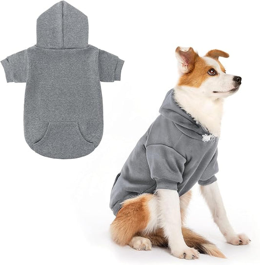 SCENEREAL Dog Hoodie Sweaters for Small Medium Large Size Dogs, Fleece Pet Sweatshirt with Hat and Pocket,Soft Cold Winter All Weather Puppy Clothes for S to XL Sized Dogs,Grey (SM)